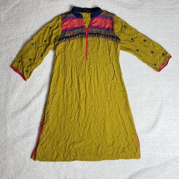 kaftan Dress Floral Sleeves Girl Cute Size 9 - Picture 9 of 9